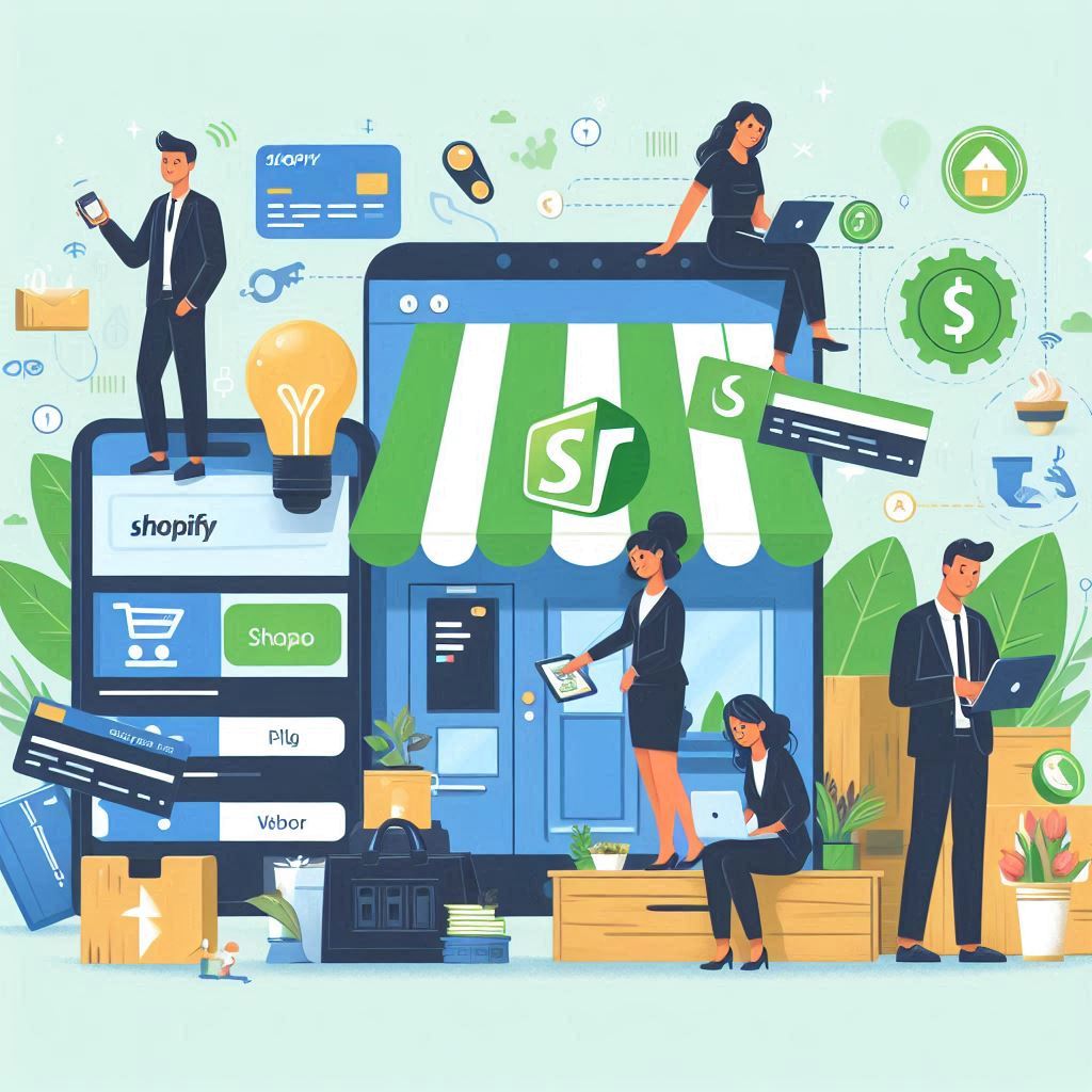 shopify cartoon image with people working